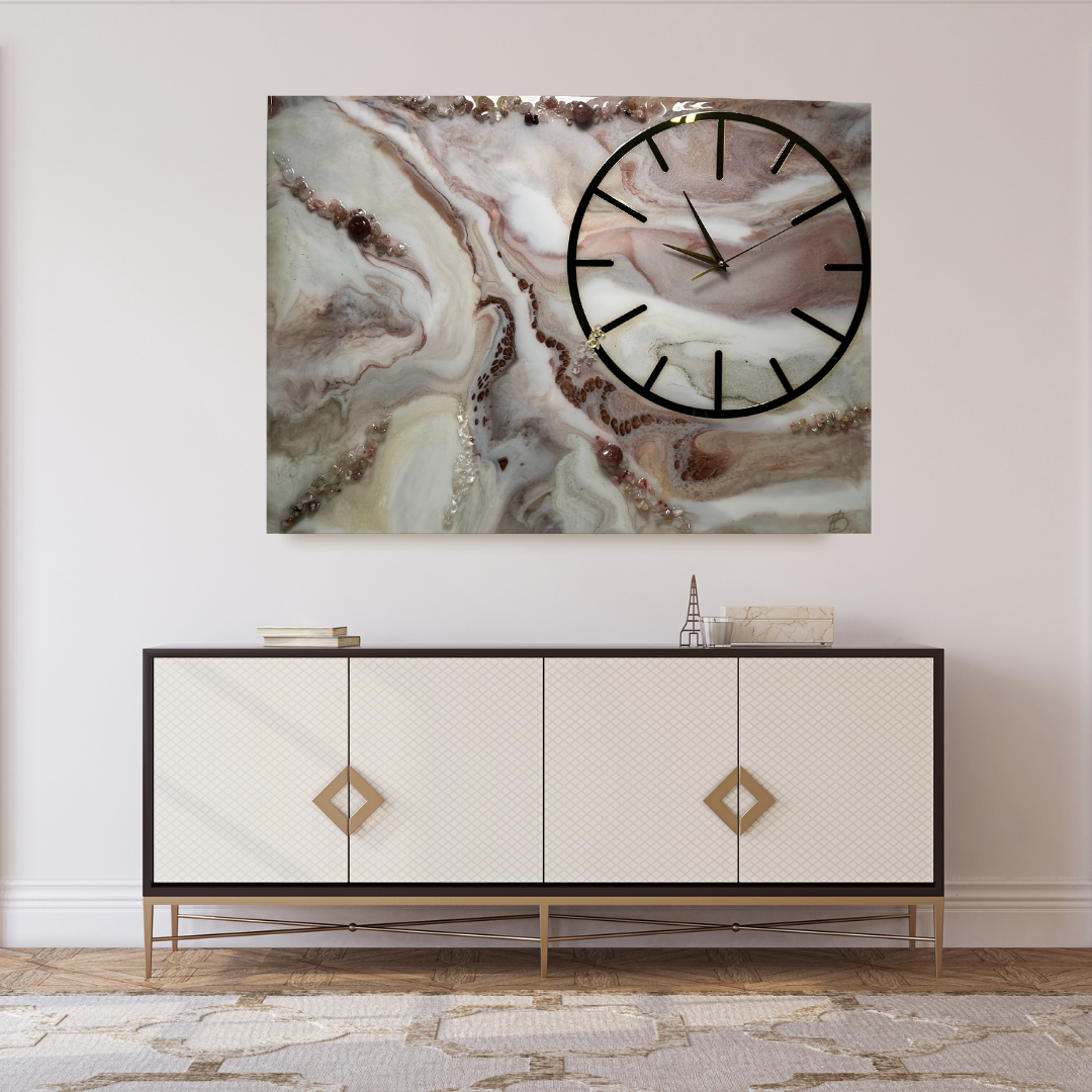 Horloge décorative en résine ,l'effet marbre.