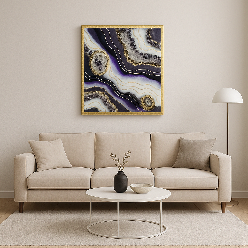 Tableau mural géode Améthyste Royale-oeuvre.