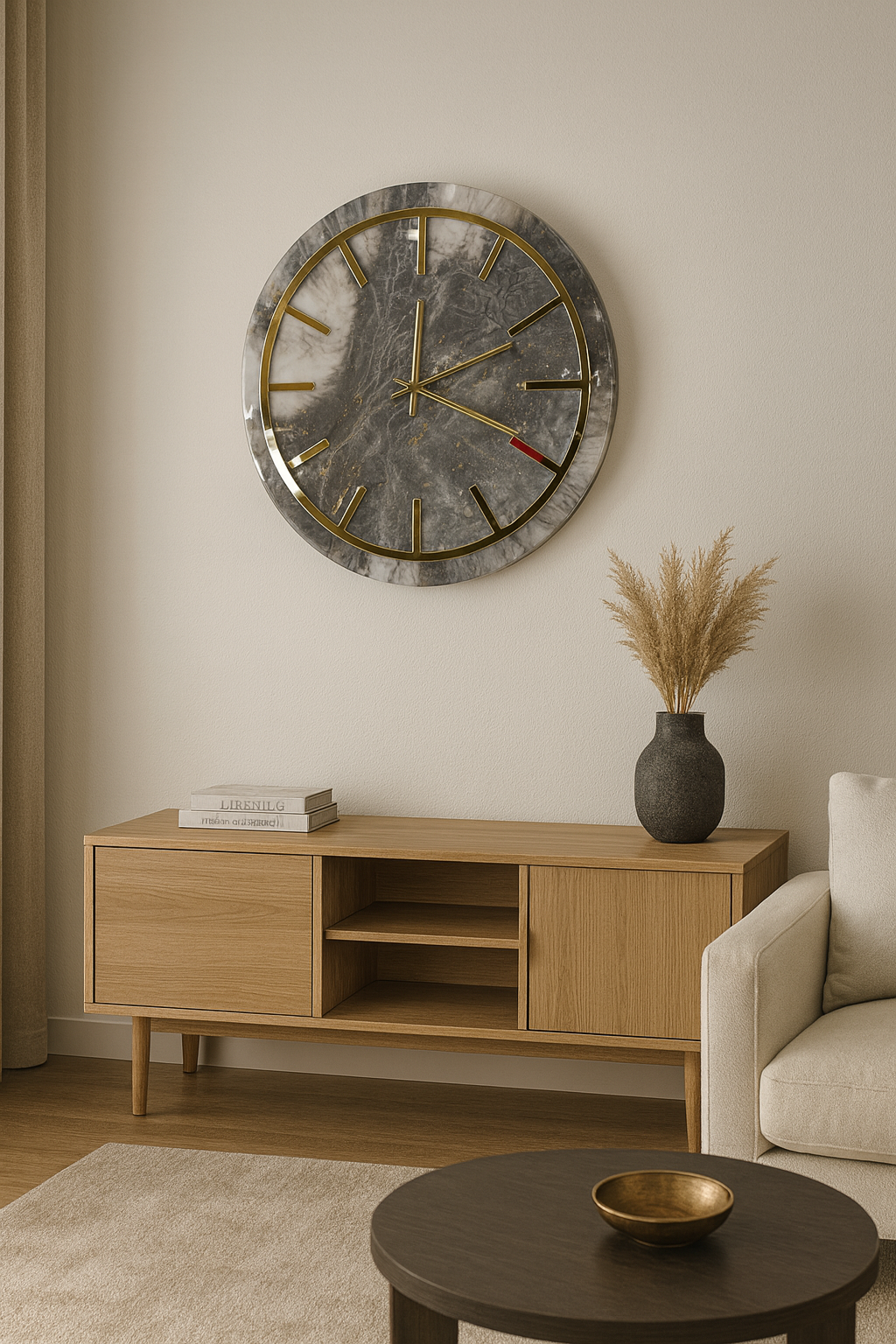 Horloge Murale en Résine Époxy l'effet marbre.