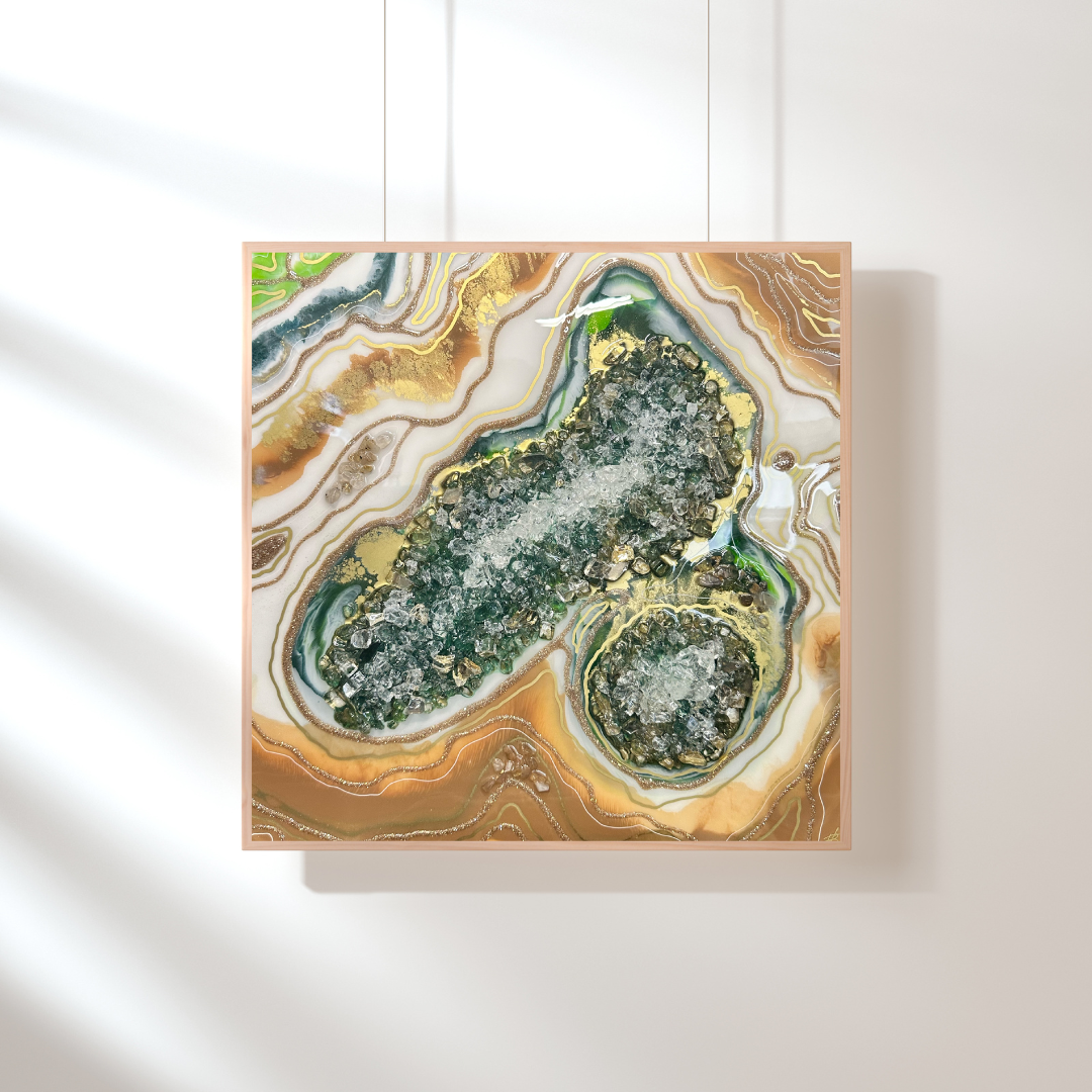 Tableau mural en résine époxy - Effet pierre naturelle.